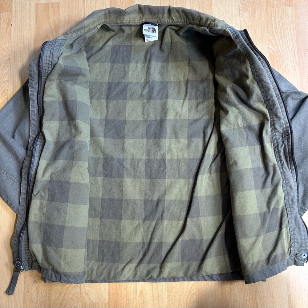 The North Face Utility Flannel Lined Cargo Chore Jacket Olive Green SM‎ - Picture 4 of 11